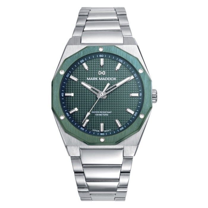 Reloj Mark Maddox Plateado y Verde Analógico Hombre