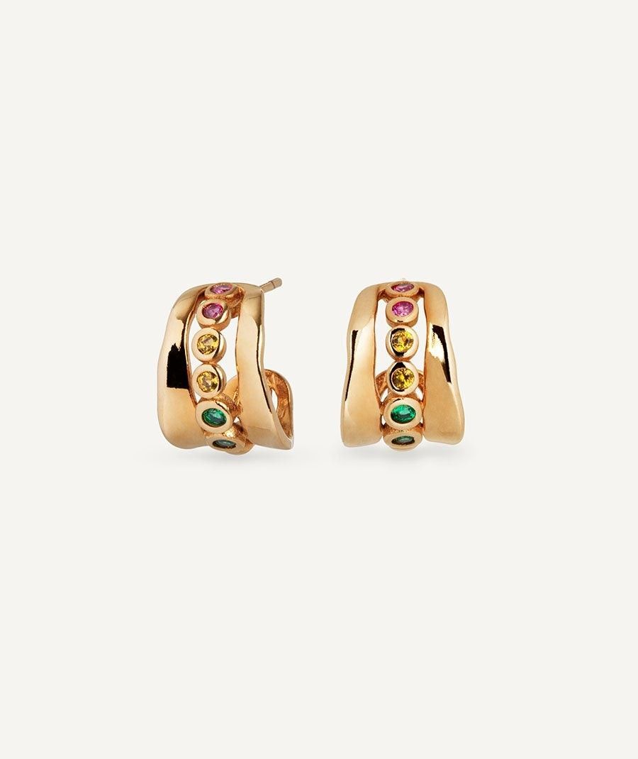 Pendientes de aro Alice con circonitas multicolor