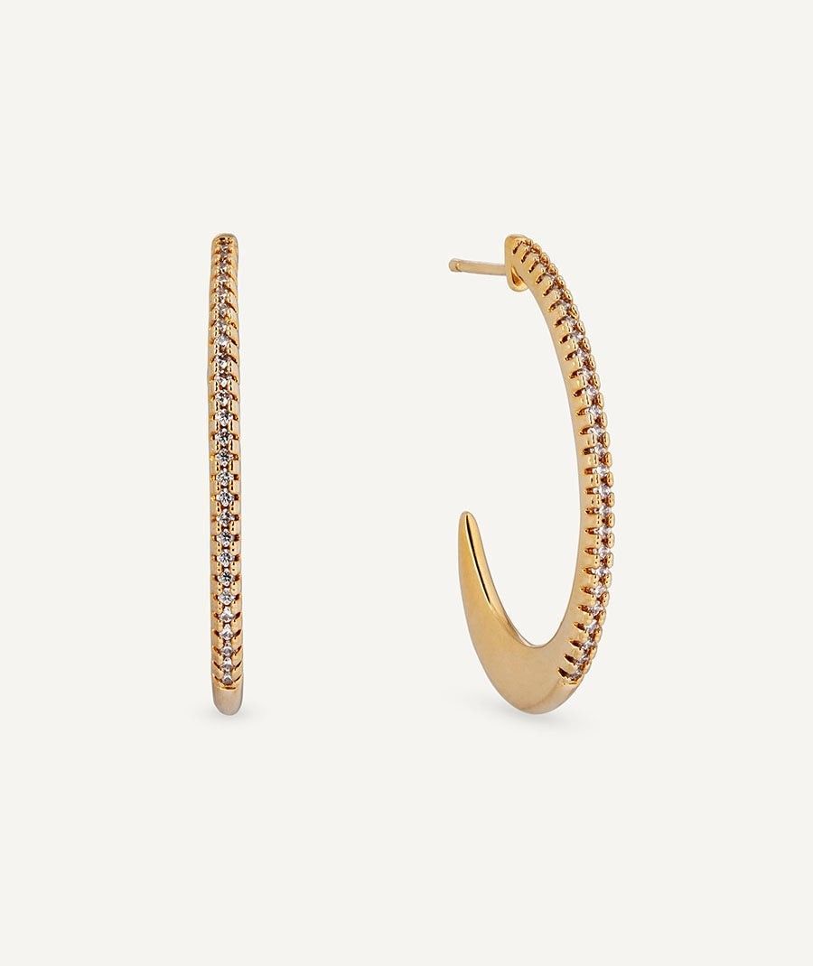 Pendientes maxi semiluna Nux con circonitas