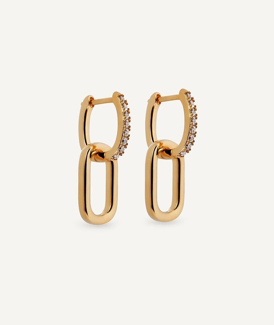 Pendientes de aro eslabones 2,6 mm con circonitas Pendientes de aro eslabones 2,6 mm con circonitas