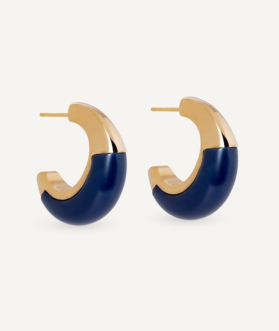 Pendientes semiluna Navy con Acetato y Resina azul