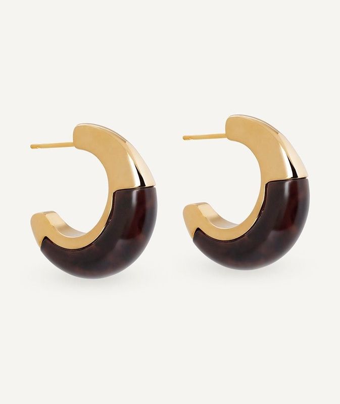 Pendientes semiluna Coffee con Acetato y Resina marrón