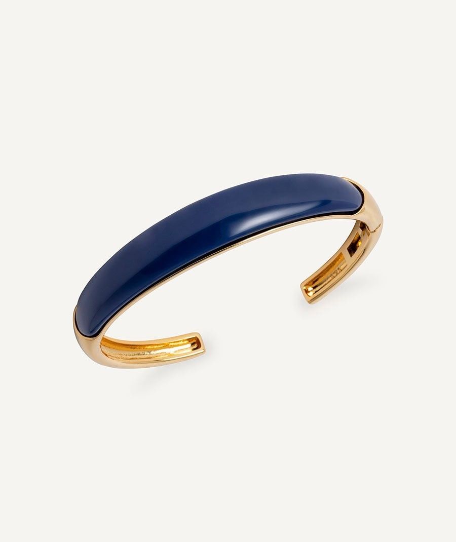 Brazalete rígido Navy con Acetato y Resina Marrón