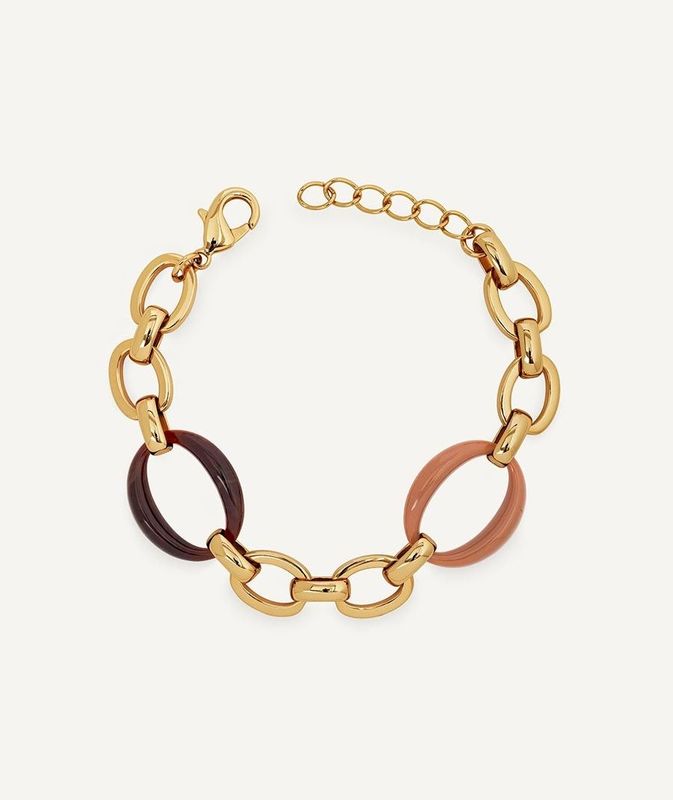 Pulsera eslabones Caramel con Acetato y Resína marrón