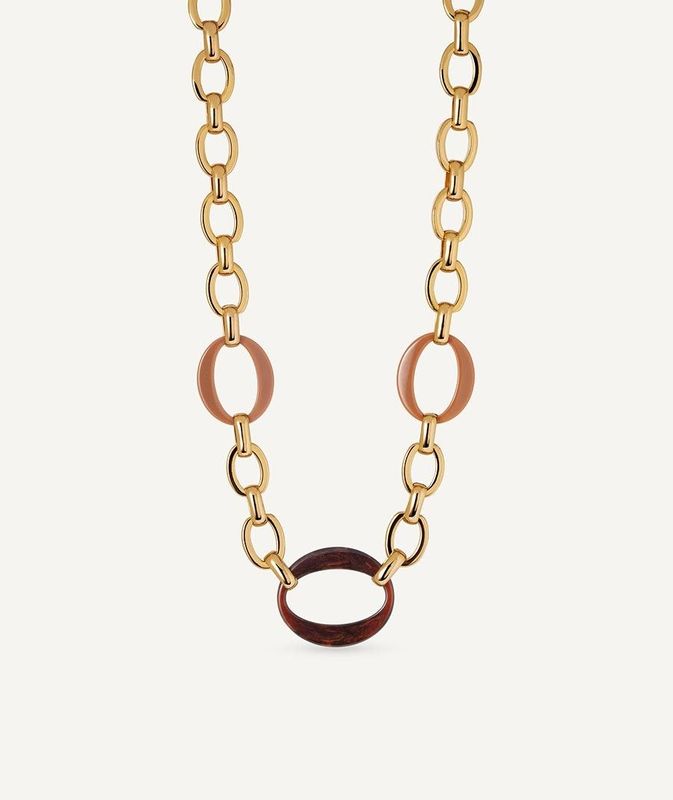 Collar eslabones Caramel con Acetato y Resina Marrón