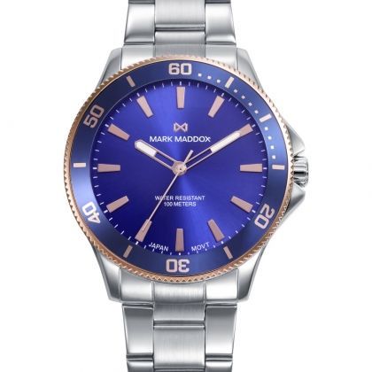 Reloj caja bitono de acero e Ip rosa 10 Atm,brazalete de acero,movimiento cuarzo