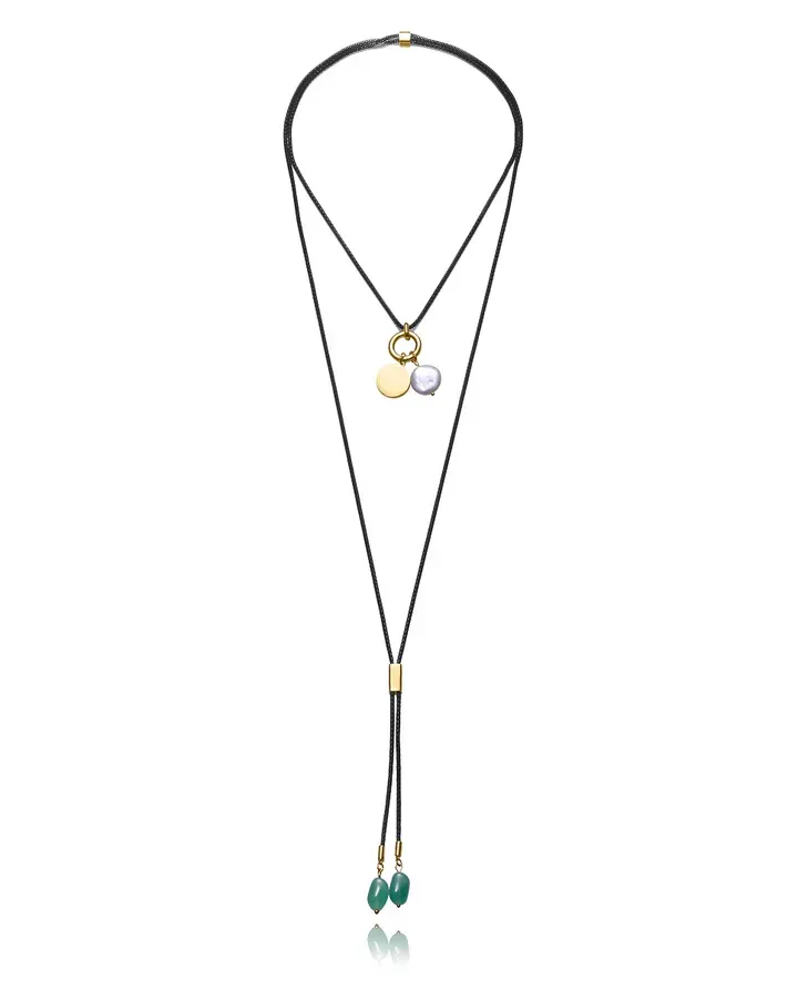 Collar Acero Ip Negro Piedra Nat Sra Fshn