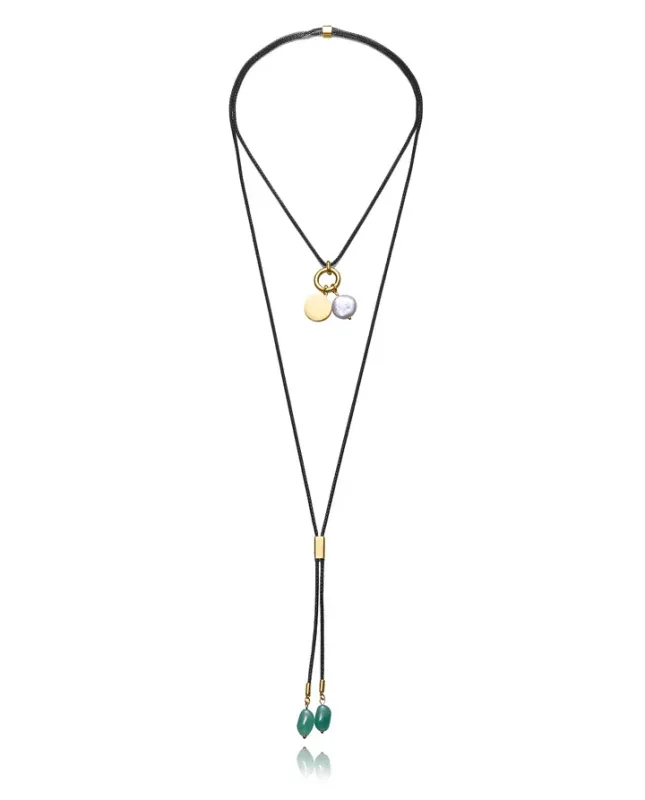 Collar Acero Ip Negro Piedra Nat Sra Fshn