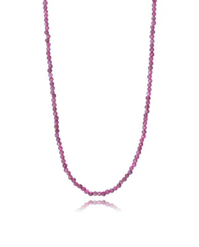 Collar de mujer de acero Ip dorado con piedras de rubíes naturales