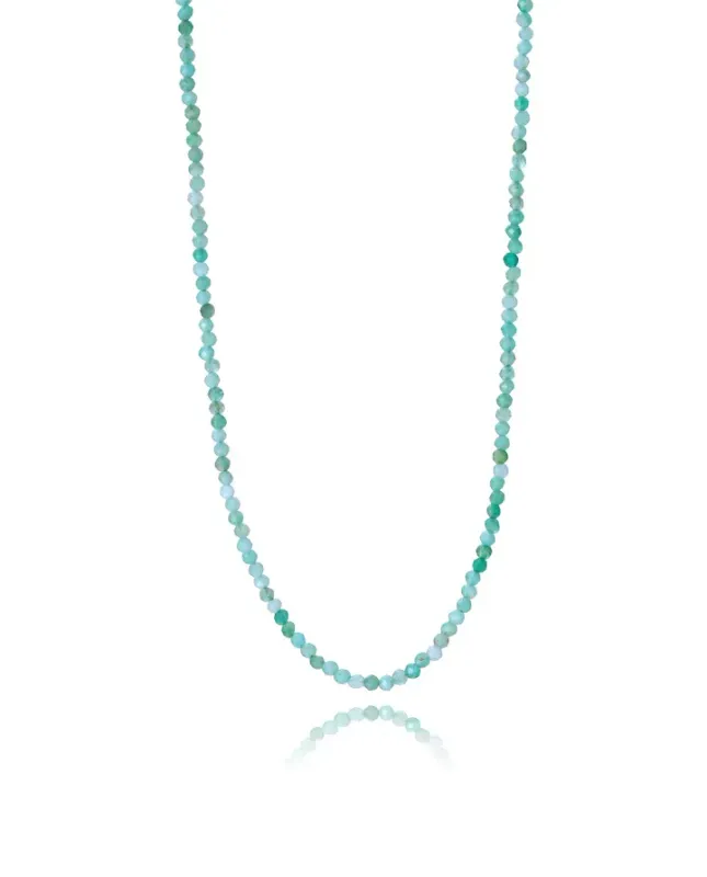 Collar de mujer de aceroIp dorado con piedras de esmeralda naturales