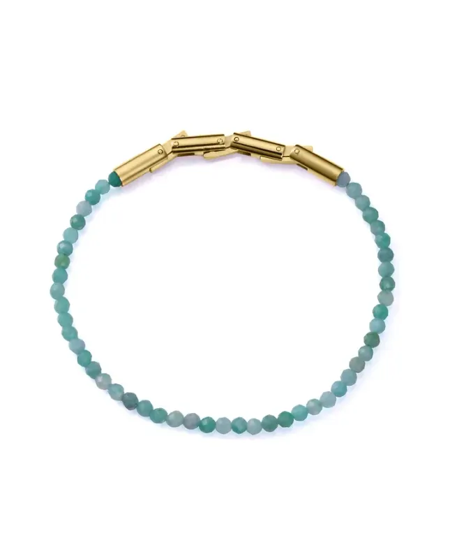 Pulsera de mujer de acero Ip dorado con piedras de esmeralda naturales
