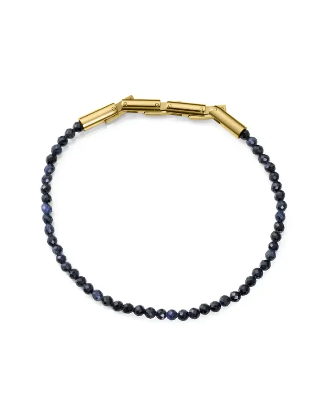 Pulsera de mujer de acero Ip dorado con piedras de zafiro naturales