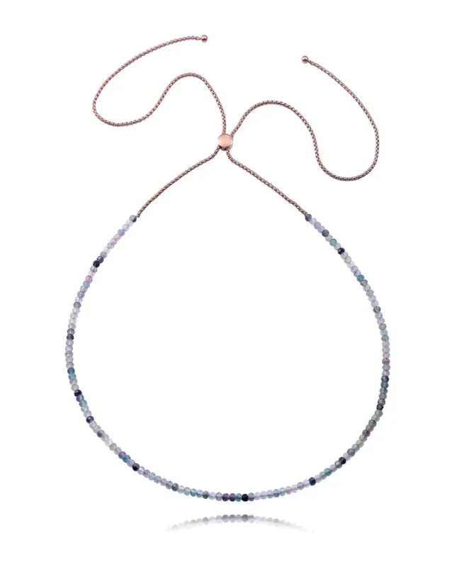 Collar de mujer de acero Ip rosa con piedras naturales