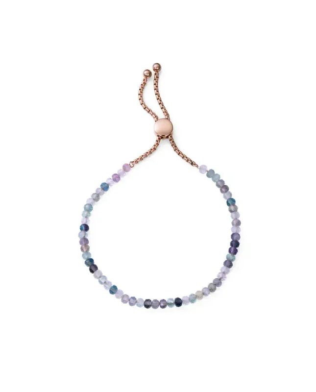 Pulsera de mujer de acero Ip rosa con piedras naturales