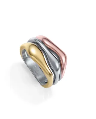 Anillo Acero E Ip Dorado Y Rosa Sra Fashion