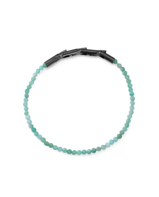 Pulsera de hombre de acero Ip negro con piedras de esmeraldas naturales