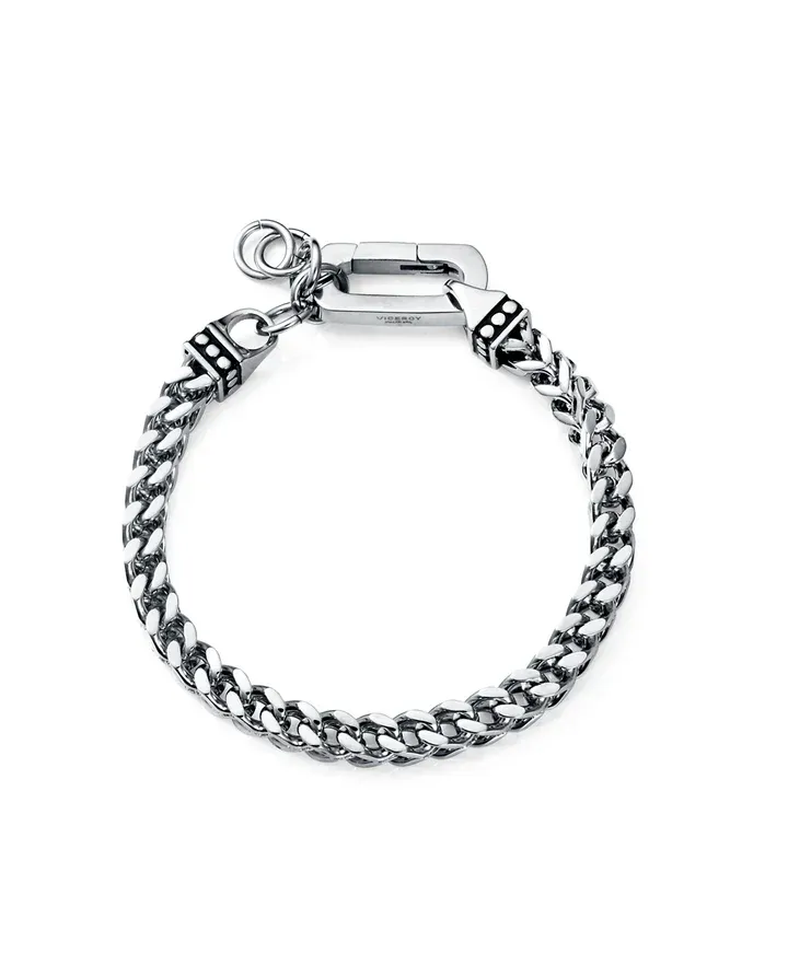 Pulsera de hombre de acero eslabones cuadrados con cierre de mosquetón