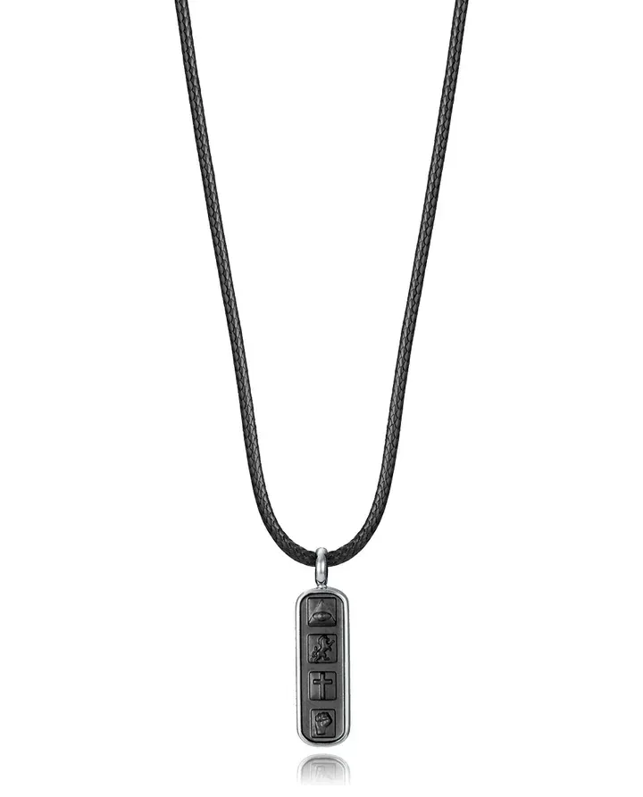 Collar de hombre de acero con colgante con diseño en Ip negro