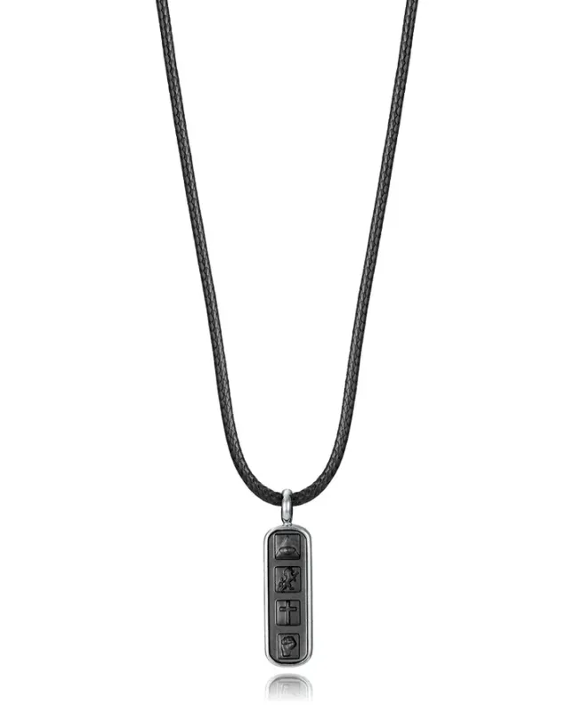 Collar de hombre de acero con colgante con diseño en Ip negro