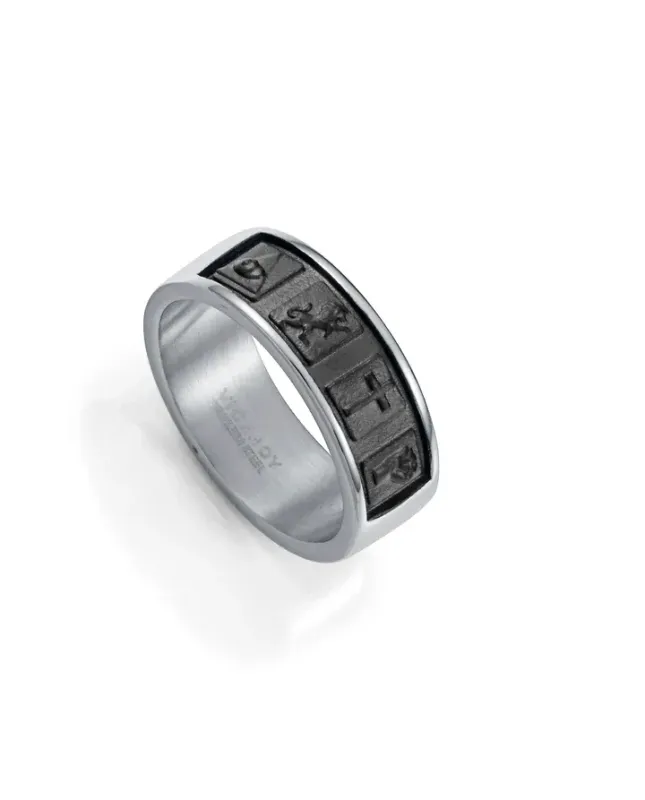 Anillo Acero E Ip Negro Sr Fashion