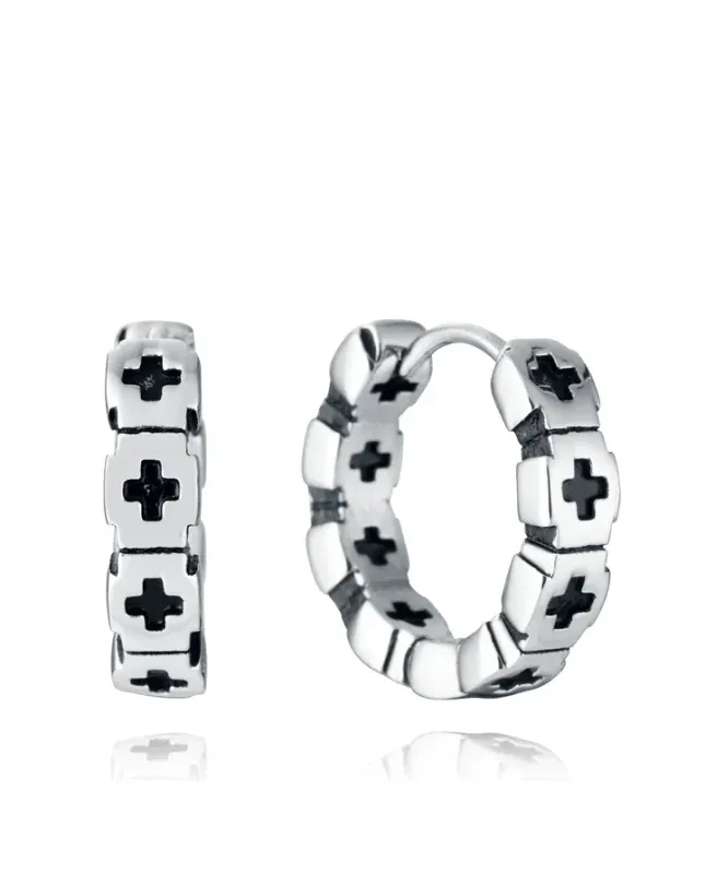 Pendientes de hombre de acero criolla con cruces