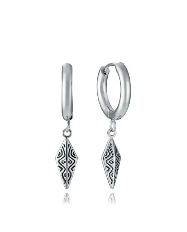 Pendientes de hombre de acero criolla con colgante