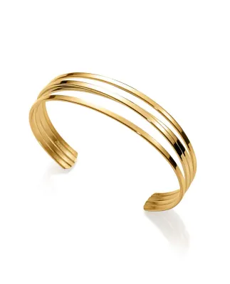 Pulsera Air de acero en Ip dorado con 4 vueltas entrelazadas