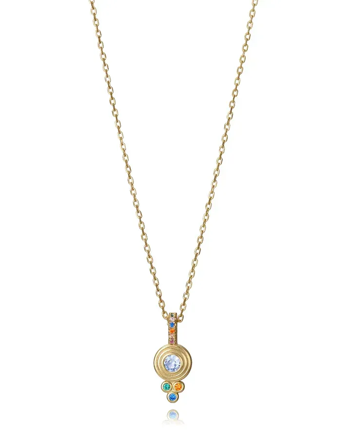 Collar de plata de primera ley con baño de oro y colgante con circonitas