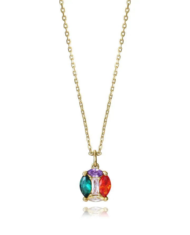 Collar de plata de primera ley con baño de oro y colgante con circonitas
