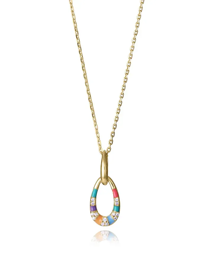 Collar de plata de primera ley con baño de oro y colgante con circonitas