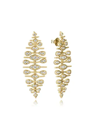 Pendientes de plata de primera ley con baño de oro articulados en forma de hoja