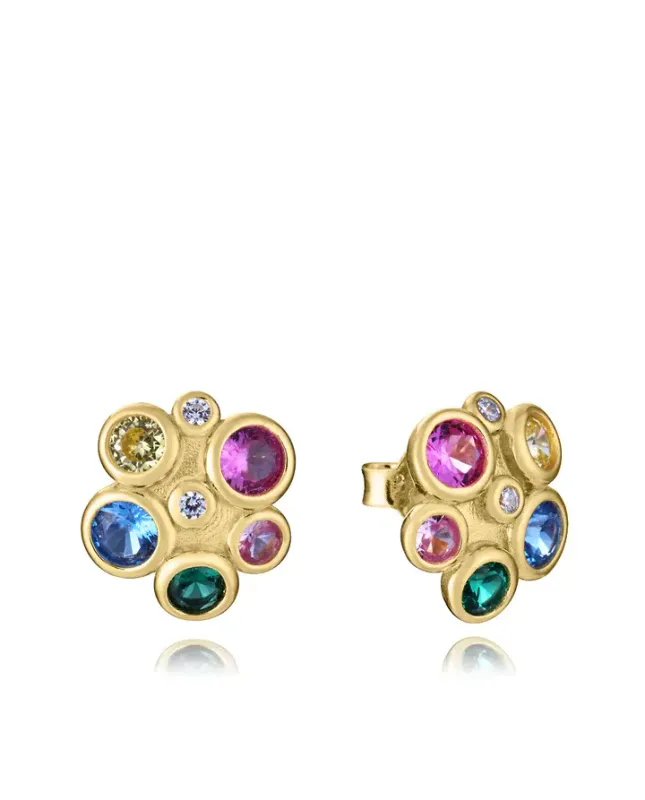 Pendientes de plata de primera ley con baño de oro con circonitas