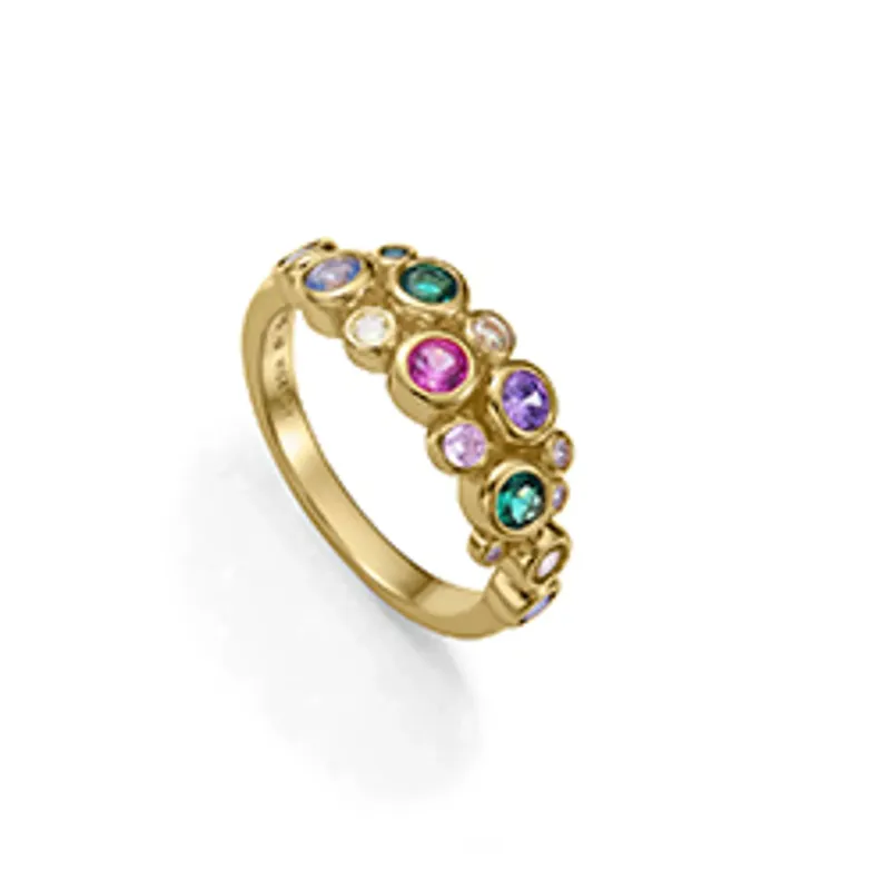 Anillo de plata de primera ley con baño de oro y circonitas