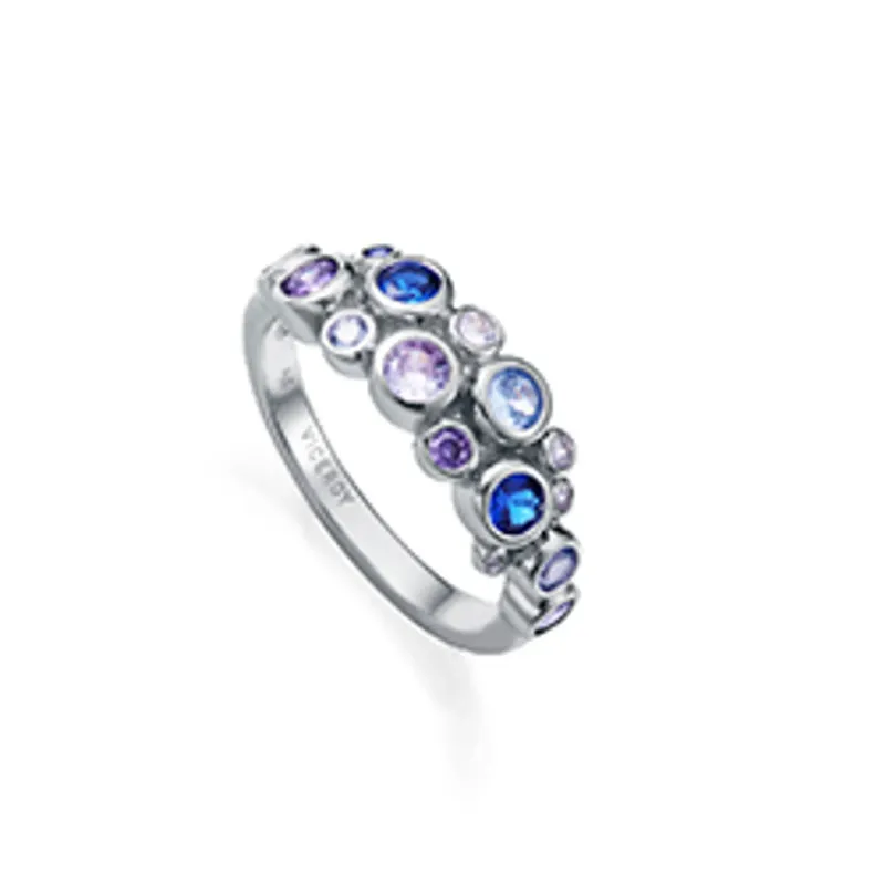 Anillo de plata de primera ley con baño de rodio con circonitas