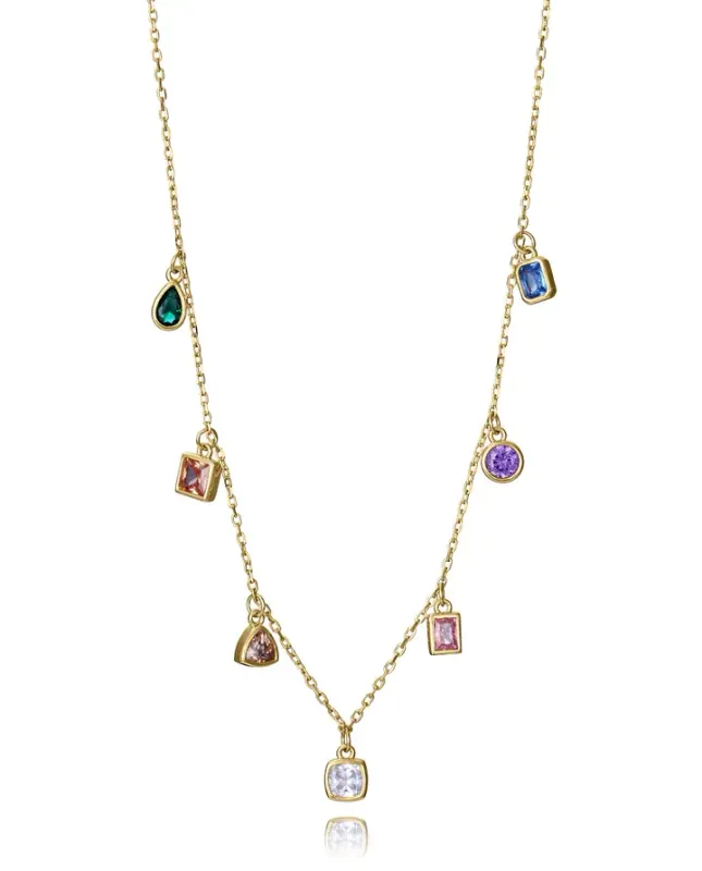 Collar de plata de primera ley con baño de oro con circonitas