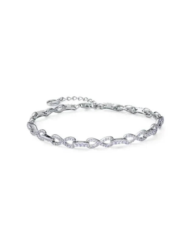 Pulsera de plata de primera ley con baño de rodio y circonitas