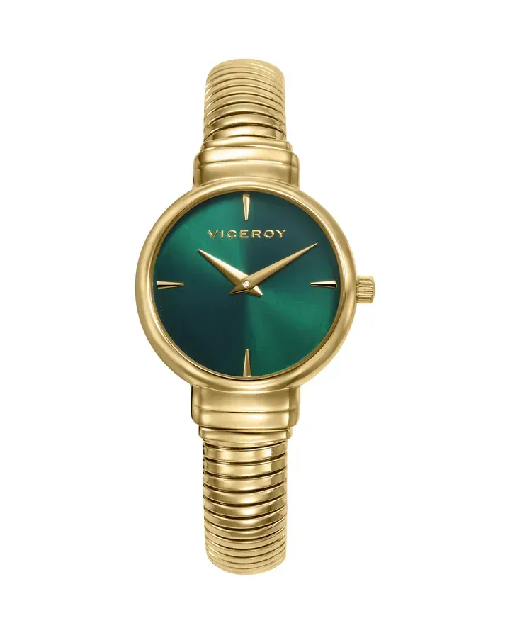 Reloj caja de acero Ip dorado, brazalete de acero Ip dorado,movimiento cuarzo