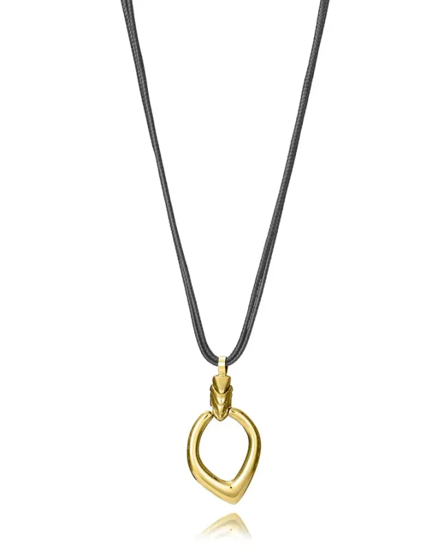Collar de mujer de acero Ip dorado y cordón negro con colgante reversible