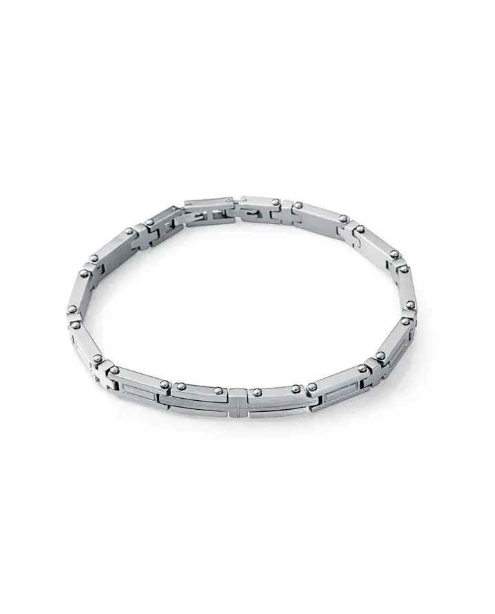Pulsera de hombre de acero de eslabones en forma de cruz