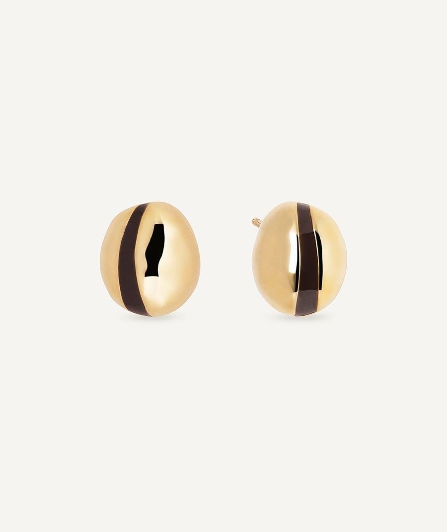 Pendientes botón Horizonte con Esmaltes marrón