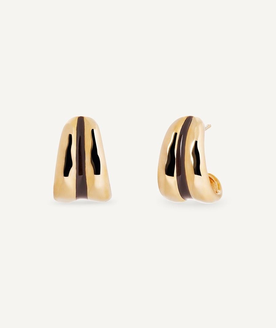 Pendientes semiluna Horizonte con Esmaltes marrón