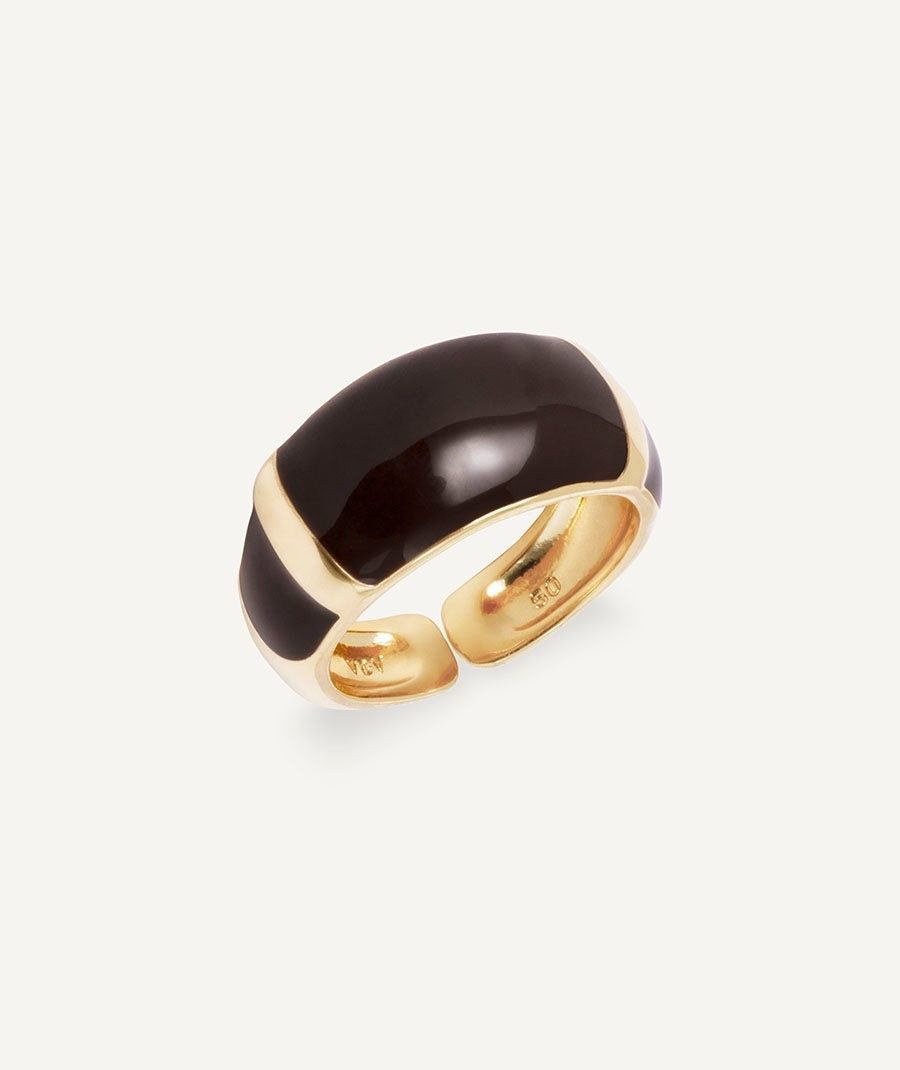 Anillo pinkie Intervalo con esmaltes marrón