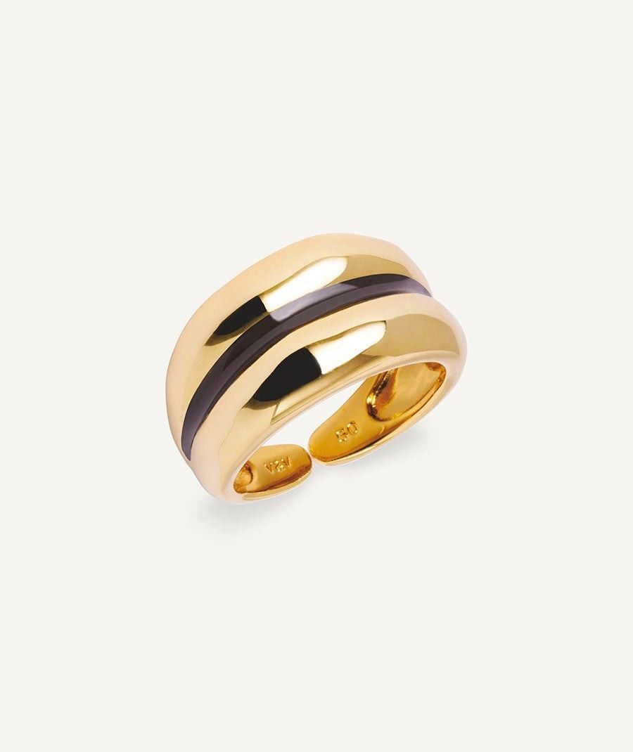 Anillo ancho Horizonte con Esmaltes marrón