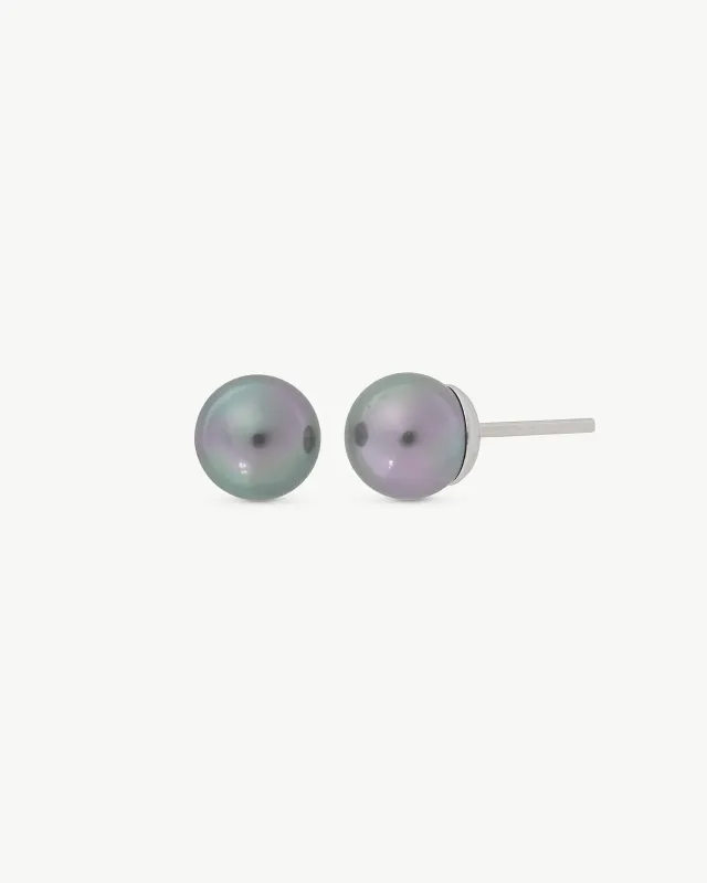 Pendientes Perla 6mm Gris Lyra