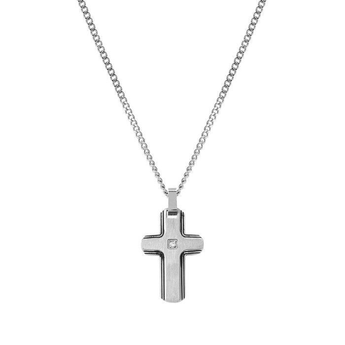 Gargantilla Nomination Strong Cruz Acero y Diamante Blanco Gargantilla Nomination Strong Cruz Acero y Diamante Blanco