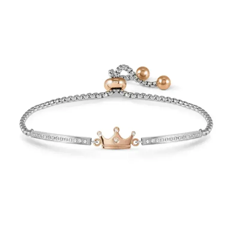 Pulsera Milleluci Refined con circonitas cúbicas . Corona de oro rosa con circonitas cúbicas.