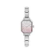Reloj Time Paris esfera Glitter Plata Rosa