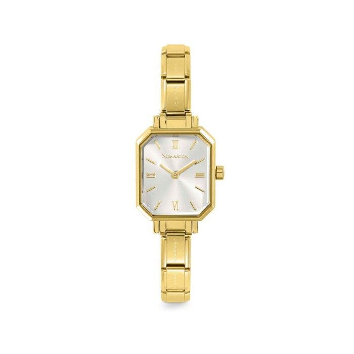 Reloj PARIS con correa en acero RECTANGULAR GOLD Plata