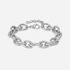 Pulsera Ecclettica de plata con eslabones ovalados de 24 cm