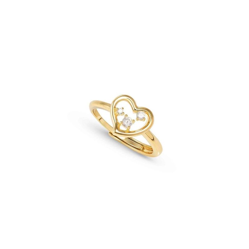 ANILLO  DE PLATA COLOR DORADO CON CIRCONITAS FORMA CORAZON